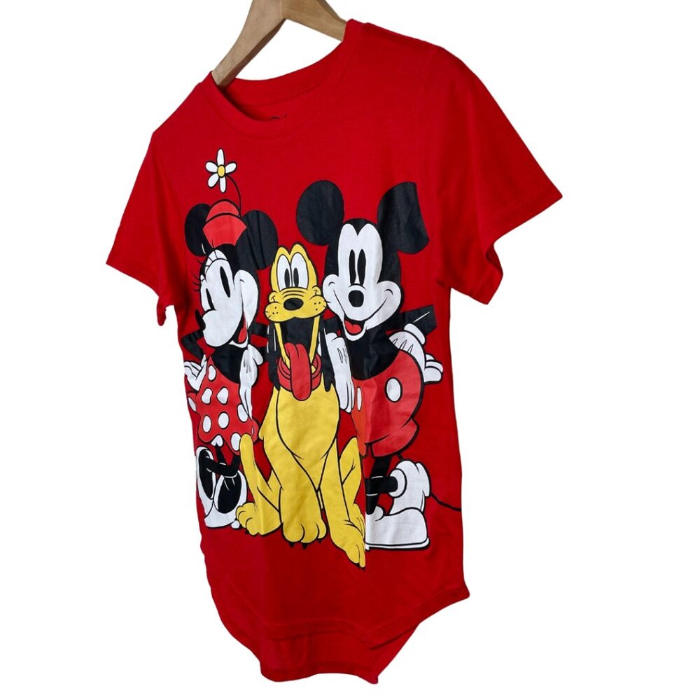 DISNEY | Casual Red Character Mickey, Minnie, & Pluto Classic Tee | Size M - Picture 2 of 7